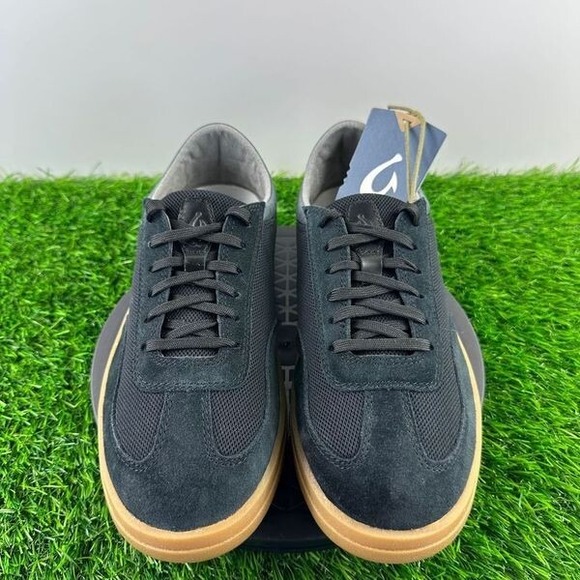 OluKai Punini Court Sneakers Men Size 8 Black Gum Leather Suede Shoes NEW - Picture 3 of 8